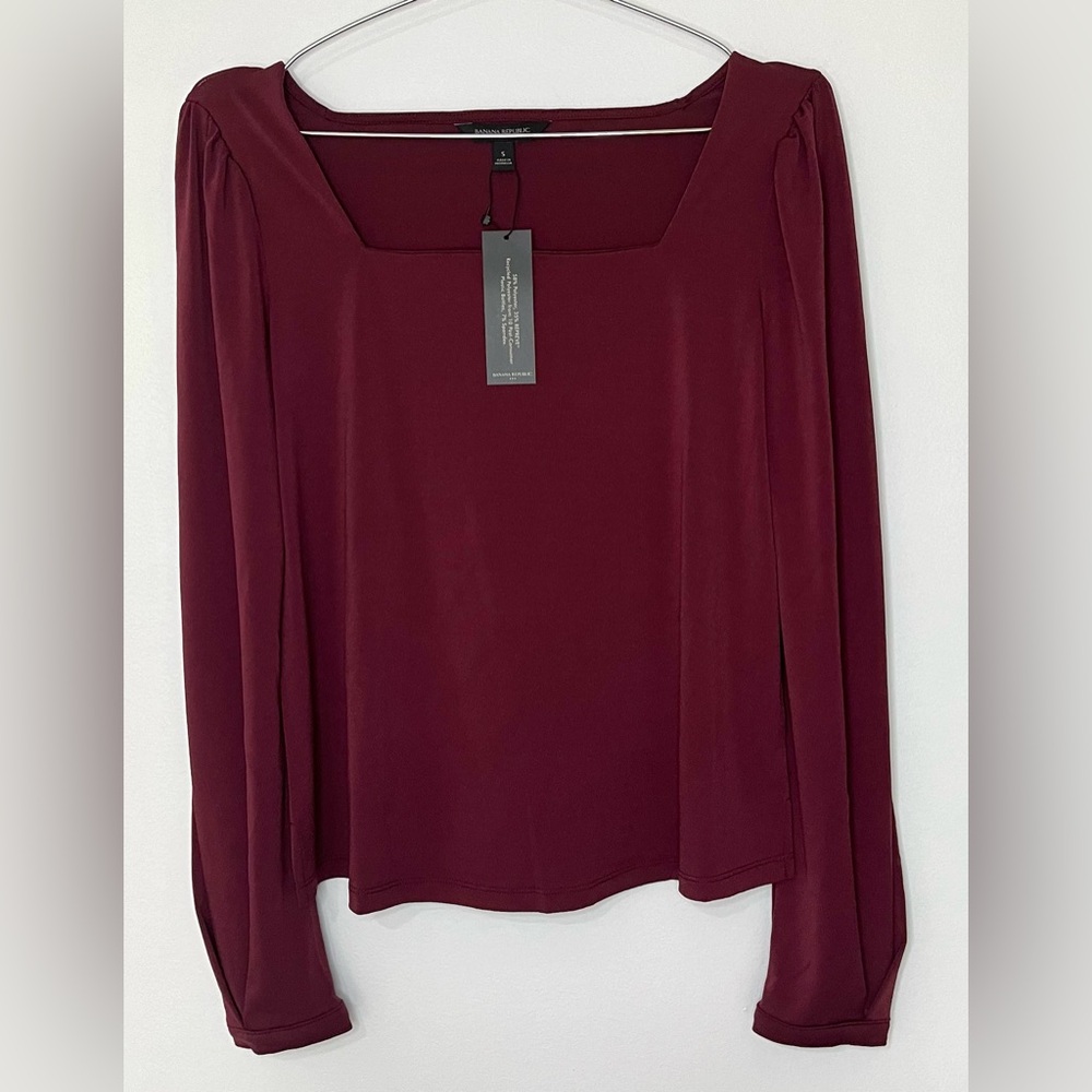 Banana Republic NWT Burgundy Square Neck Long Sleeve Top